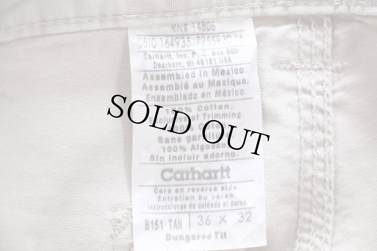 画像6: 10 メキシコ製 carharttカーハート ペンキ飛び ライトダック地 ペインターパンツ タン W36 L32 (6)