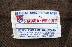 画像4: 70s STADIUM-PRODUCT パチポケ アクリルニット レタードカーディガン 茶 (4)