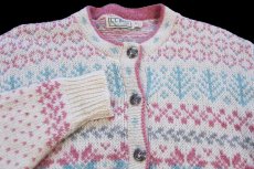 画像3: 80s USA製 L.L.Bean 雪柄 ノルディック柄 ウールニット カーディガン M (3)