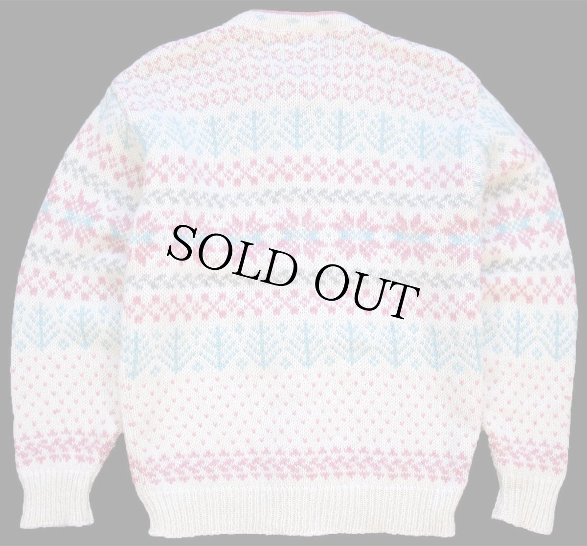 画像2: 80s USA製 L.L.Bean 雪柄 ノルディック柄 ウールニット カーディガン M (2)