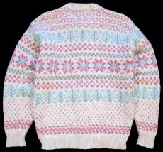 画像2: 80s USA製 L.L.Bean 雪柄 ノルディック柄 ウールニット カーディガン M (2)