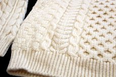 画像5: アイルランド製 L.L.Bean ケーブル編み ウールニット セーター ナチュラル M-R★フィッシャーマン (5)