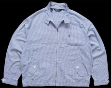 画像1: 90s USA製 ポロ ラルフローレン G9タイプ ギンガムチェック コットン シアサッカー ハリントンジャケット XL (1)