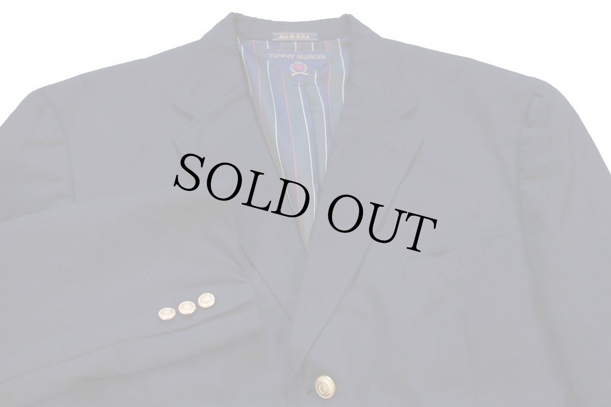 画像3: 90s USA製 TOMMY HILFIGERトミーヒルフィガー × Dillard's 3つボタン ウール テーラードジャケット 紺ブレ 46R★ブレザー (3)