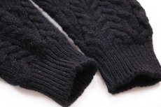 画像8: アイルランド製 Carraig Donn タートルネック ケーブル編み ウールニット セーター 黒 XL★フィッシャーマン (8)