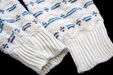 画像6: 90s USA製 Bears Crossing 編み柄 モックネック アクリルニット セーター 白 (6)