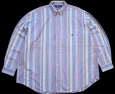 画像1: 90s ラルフローレン The Big Shirt ランダムストライプ ボタンダウン オックスフォード コットンシャツ XXL★特大 (1)