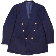 画像1: 80s USA製 Burberrys PRORSUM バーバリー SAKS FIFTH AVENUE ダブルブレスト SUPER 100'S ウール テーラードジャケット 紺ブレ★ブレザー (1)