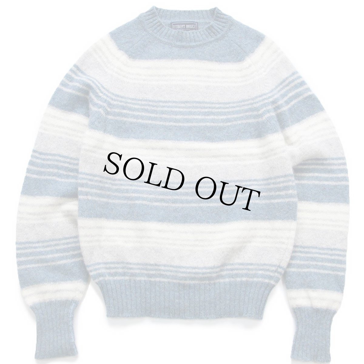 画像1: 80s USA製 ROBERT BRUCE ランダムボーダー シェットランド ウールニット セーター M (1)