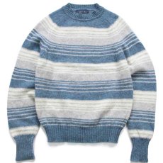 画像1: 80s USA製 ROBERT BRUCE ランダムボーダー シェットランド ウールニット セーター M (1)