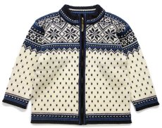 画像1: 00s ノルウェー製 DALE OF NORWAY 雪柄 ノルディック柄 ウールニット フルジップ セーター キッズ 4★カーディガン (1)