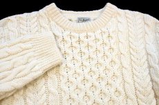 画像3: アイルランド製 L.L.Bean ケーブル編み ウールニット セーター ナチュラル M-R★フィッシャーマン (3)