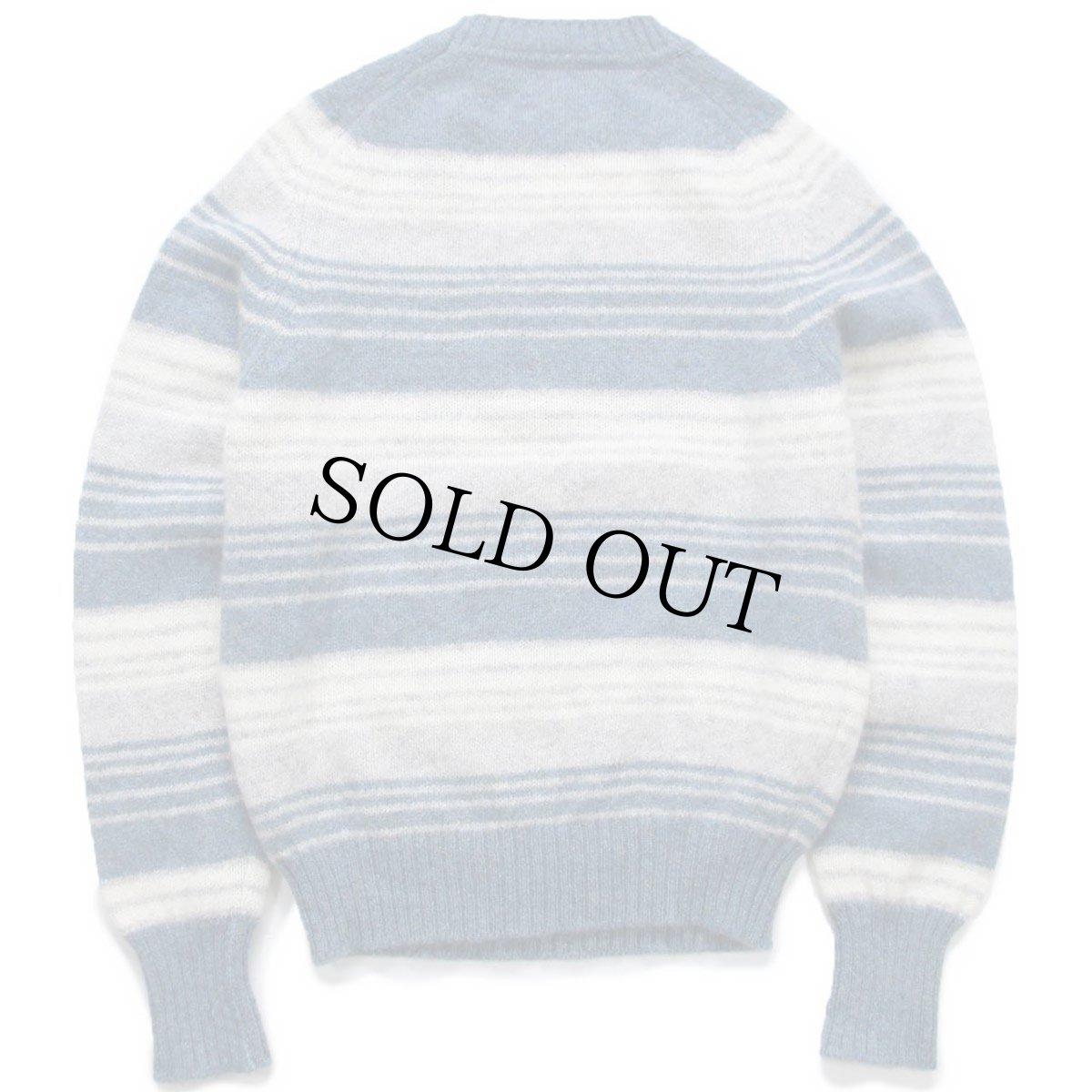 画像2: 80s USA製 ROBERT BRUCE ランダムボーダー シェットランド ウールニット セーター M (2)