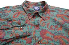 画像3: 90s GAPギャップ ペイズリー 総柄 コットンシャツ L (3)