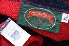 画像4: 90s USA製 Moose River 太ボーダー ウールニット セーター 紺×赤 XL (4)