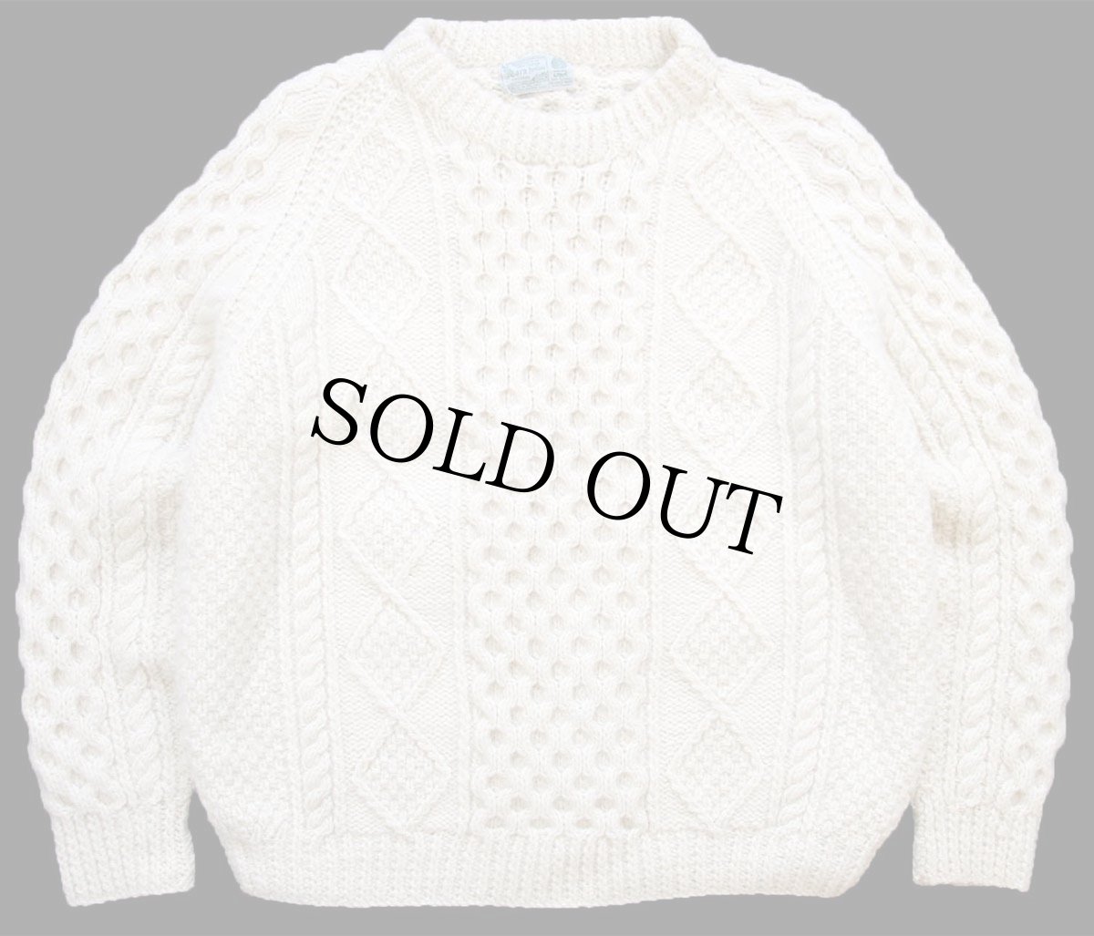 画像1: アイルランド製 Tara fashions ケーブル編み アイリッシュ バイニン ウールニット セーター ナチュラル★フィッシャーマン (1)