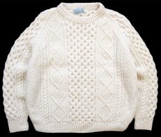 画像1: アイルランド製 Tara fashions ケーブル編み アイリッシュ バイニン ウールニット セーター ナチュラル★フィッシャーマン (1)