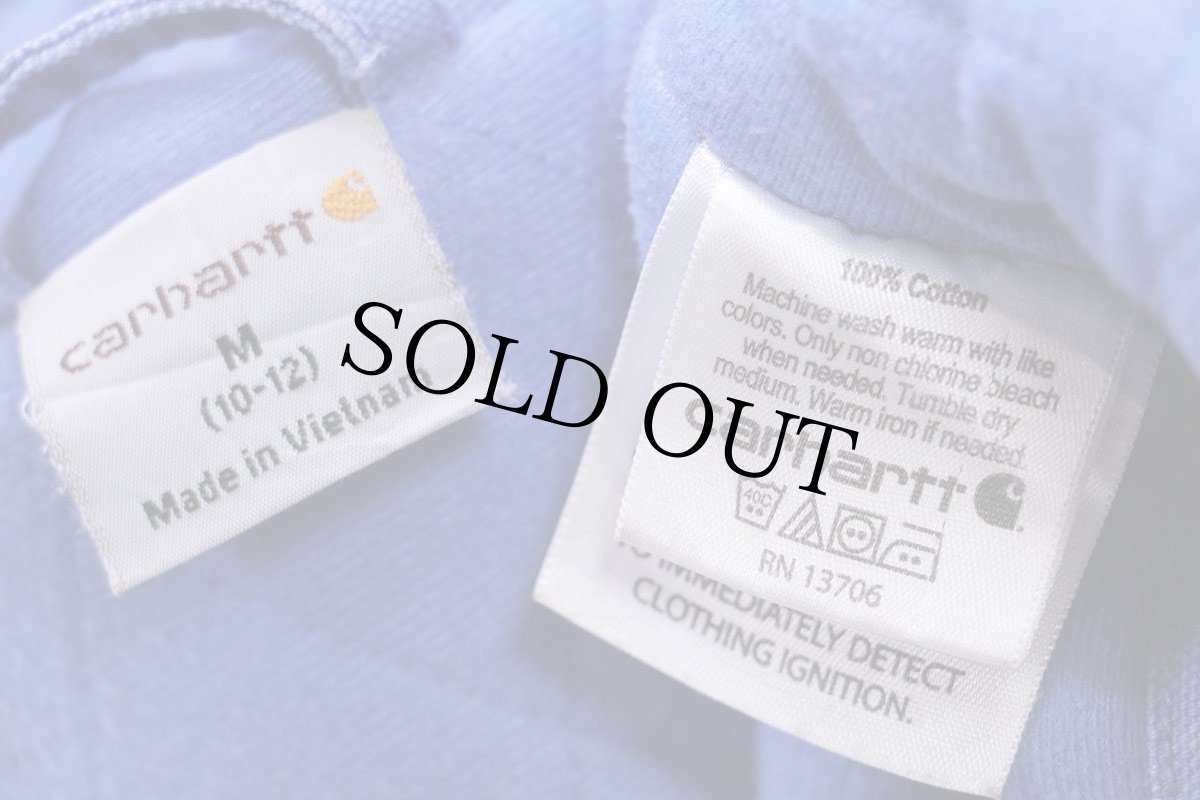 画像4: carharttカーハート キルティングライナー ダック地 ジャケット パーカー 薄青 キッズM (4)