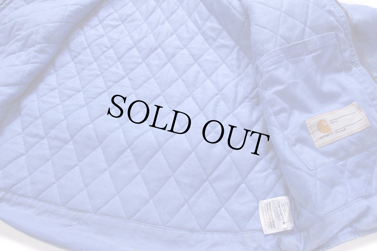 画像5: carharttカーハート キルティングライナー ダック地 ジャケット パーカー 薄青 キッズM (5)