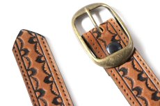 画像2: 新品★USA製 BRACKNEY LEATHER WORKS スカラップパターン 型押し レザーベルト ブラウン 34 (2)