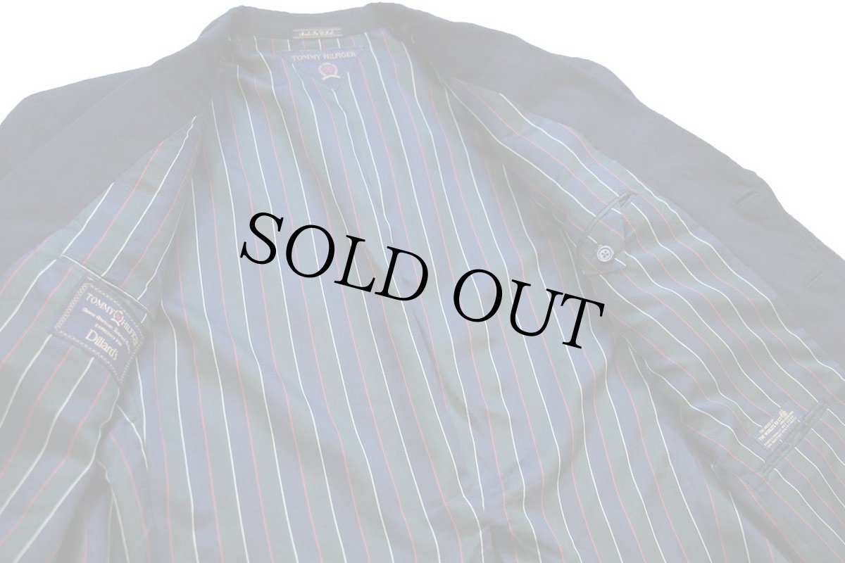 画像4: 90s USA製 TOMMY HILFIGERトミーヒルフィガー × Dillard's 3つボタン ウール テーラードジャケット 紺ブレ 46R★ブレザー (4)