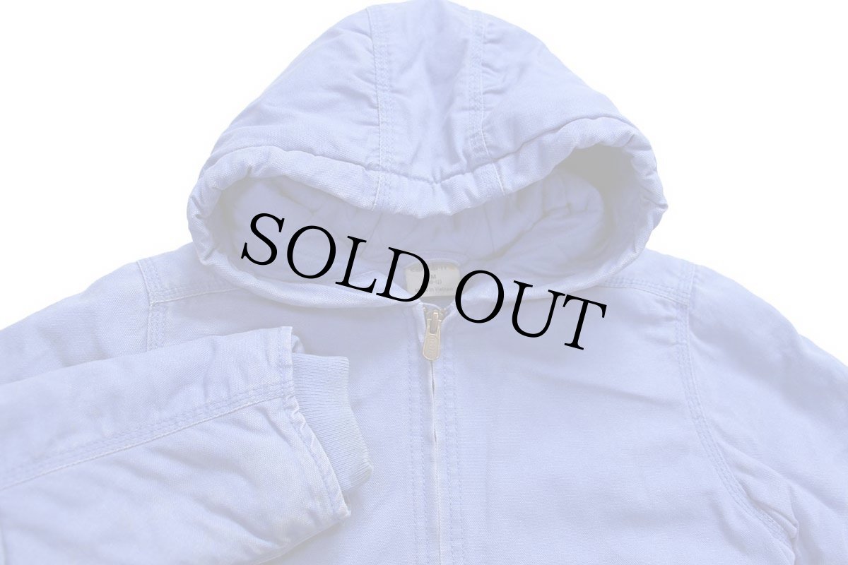 画像3: carharttカーハート キルティングライナー ダック地 ジャケット パーカー 薄青 キッズM (3)