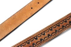 画像6: 新品★USA製 BRACKNEY LEATHER WORKS スカラップパターン 型押し レザーベルト ブラウン 34 (6)