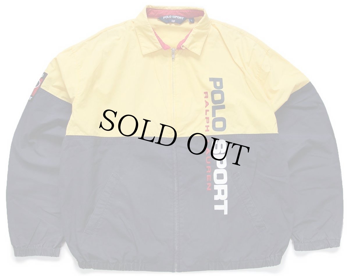 画像1: 90s POLO SPORT ポロ スポーツ ラルフローレン チンスト付き ツートン コットンポプリン ジャケット 紺×黄 L (1)