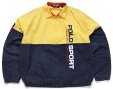 画像1: 90s POLO SPORT ポロ スポーツ ラルフローレン チンスト付き ツートン コットンポプリン ジャケット 紺×黄 L (1)