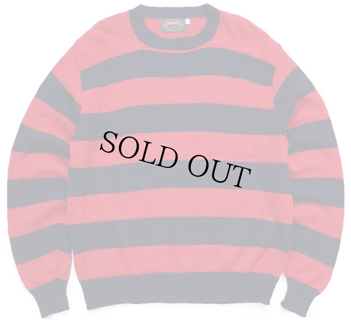 画像1: 90s USA製 Moose River 太ボーダー ウールニット セーター 紺×赤 XL (1)