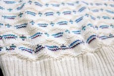 画像5: 90s USA製 Bears Crossing 編み柄 モックネック アクリルニット セーター 白 (5)