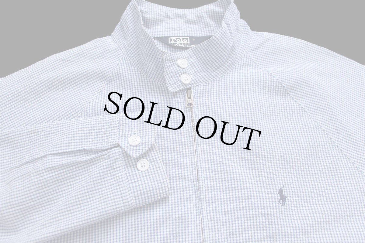 画像3: 90s USA製 ポロ ラルフローレン G9タイプ ギンガムチェック コットン シアサッカー ハリントンジャケット XL (3)