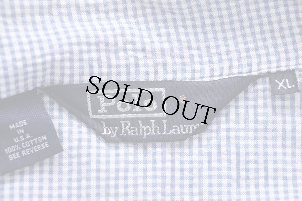 画像4: 90s USA製 ポロ ラルフローレン G9タイプ ギンガムチェック コットン シアサッカー ハリントンジャケット XL (4)