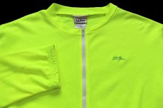 画像3: 90s USA製 L.L.Bean 筆記体ロゴ刺繍 ハーフジップ プルオーバー サイクルジャージ 蛍光イエロー L (3)