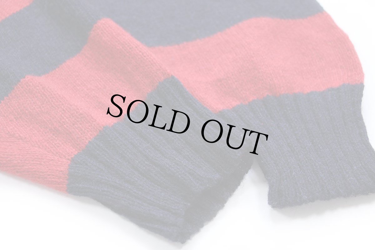 画像6: 90s USA製 Moose River 太ボーダー ウールニット セーター 紺×赤 XL (6)