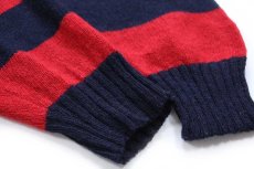 画像6: 90s USA製 Moose River 太ボーダー ウールニット セーター 紺×赤 XL (6)