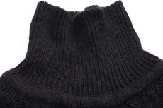 画像4: アイルランド製 Carraig Donn タートルネック ケーブル編み ウールニット セーター 黒 XL★フィッシャーマン (4)