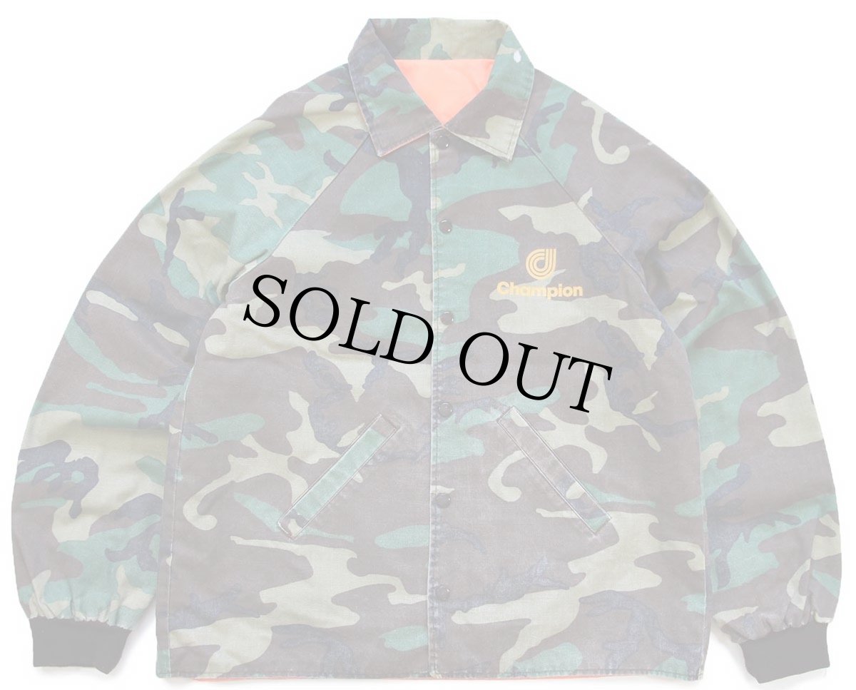 画像1: 80s USA製 ウッドランドカモ×蛍光オレンジ リバーシブル コットンジャケット XL (1)