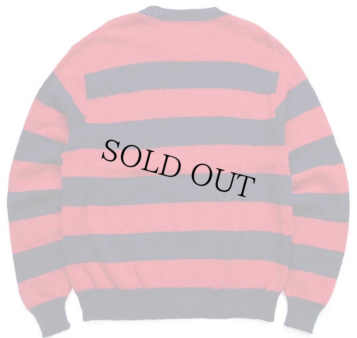 画像2: 90s USA製 Moose River 太ボーダー ウールニット セーター 紺×赤 XL (2)