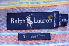 画像4: 90s ラルフローレン The Big Shirt ランダムストライプ ボタンダウン オックスフォード コットンシャツ XXL★特大 (4)