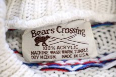 画像4: 90s USA製 Bears Crossing 編み柄 モックネック アクリルニット セーター 白 (4)