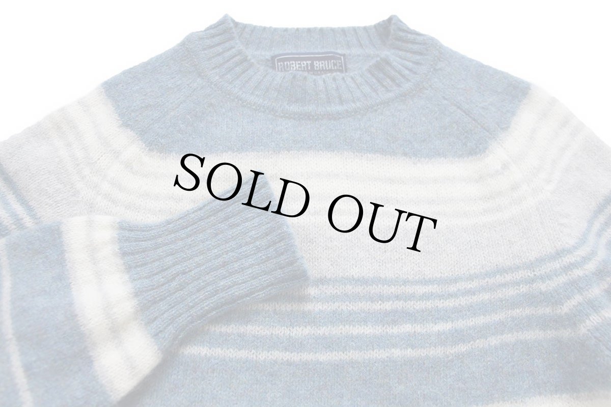 画像3: 80s USA製 ROBERT BRUCE ランダムボーダー シェットランド ウールニット セーター M (3)