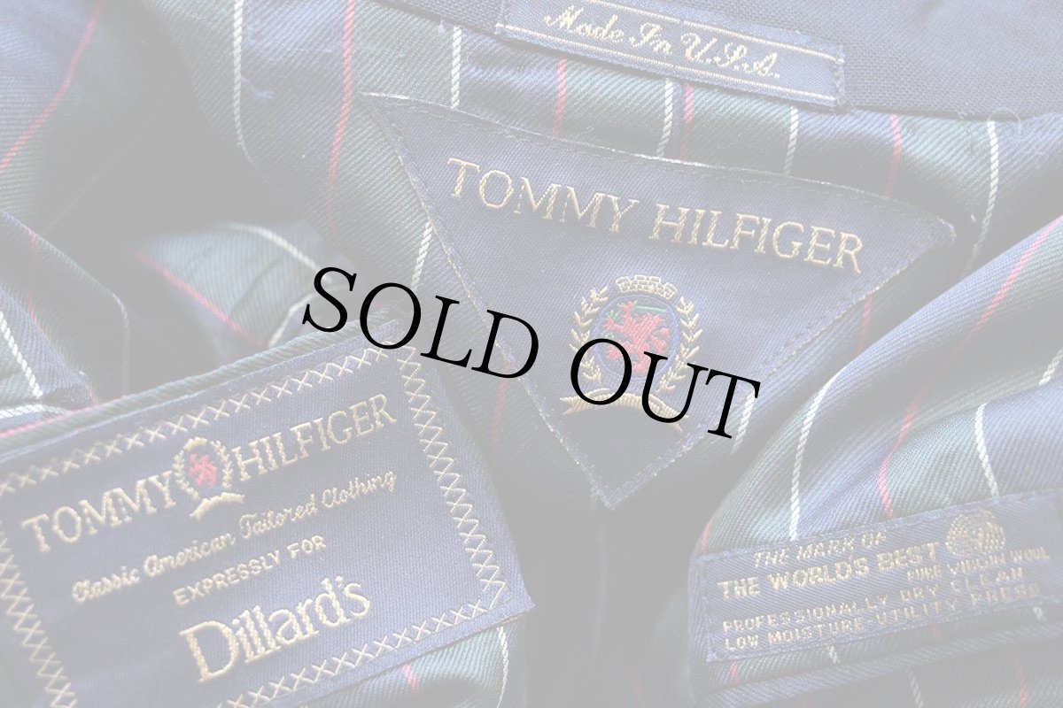 画像5: 90s USA製 TOMMY HILFIGERトミーヒルフィガー × Dillard's 3つボタン ウール テーラードジャケット 紺ブレ 46R★ブレザー (5)