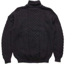 画像2: アイルランド製 Carraig Donn タートルネック ケーブル編み ウールニット セーター 黒 XL★フィッシャーマン (2)
