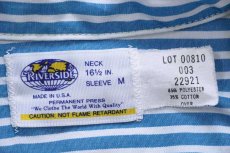 画像4: 80s USA製 RIVERSIDE PEPSIペプシ パッチ&チェーン刺繍 ストライプ ワークシャツ 青×白 16.5 (4)