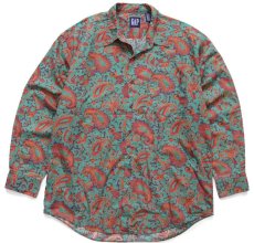画像1: 90s GAPギャップ ペイズリー 総柄 コットンシャツ L (1)