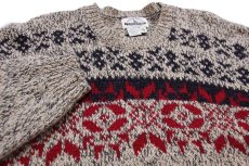 画像3: 90s EddieBauerエディーバウアー LEGENDS 雪柄 ノルディック柄 ローゲージ ウールニット セーター L (3)