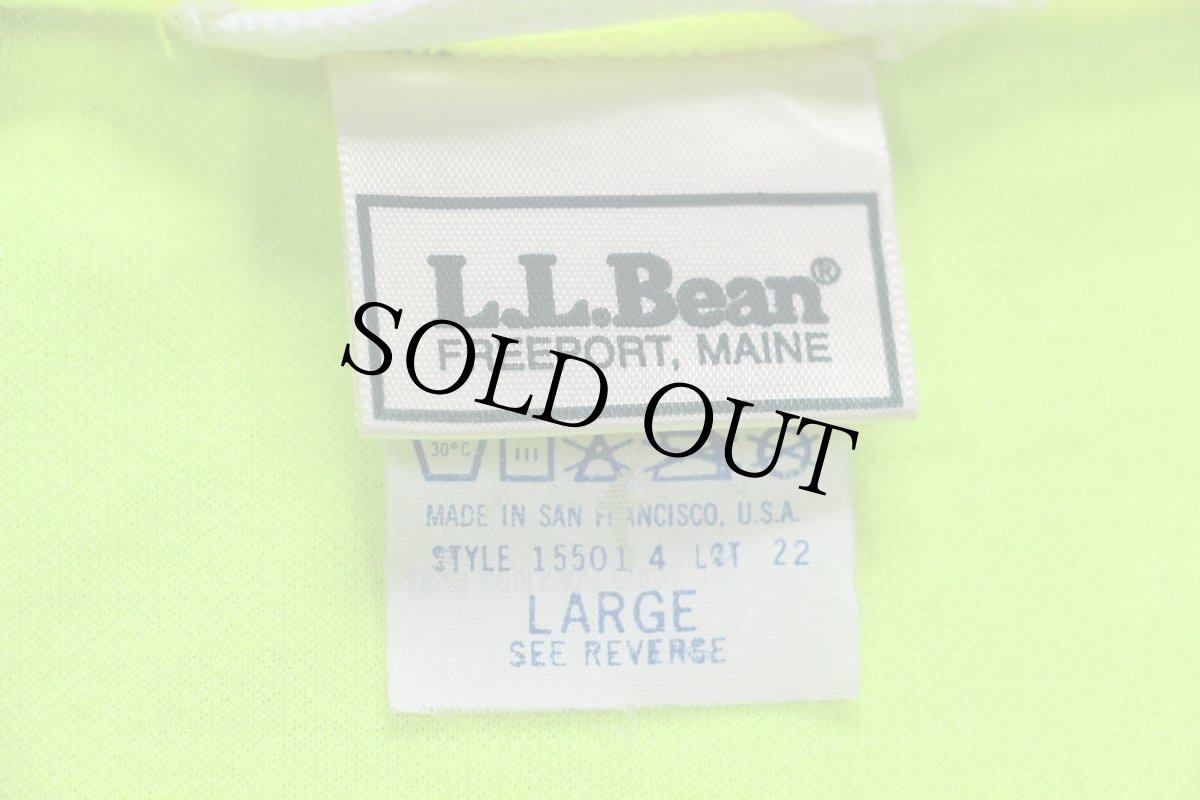 画像4: 90s USA製 L.L.Bean 筆記体ロゴ刺繍 ハーフジップ プルオーバー サイクルジャージ 蛍光イエロー L (4)