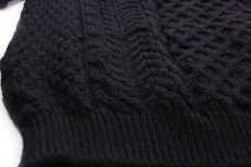 画像7: アイルランド製 Carraig Donn タートルネック ケーブル編み ウールニット セーター 黒 XL★フィッシャーマン (7)