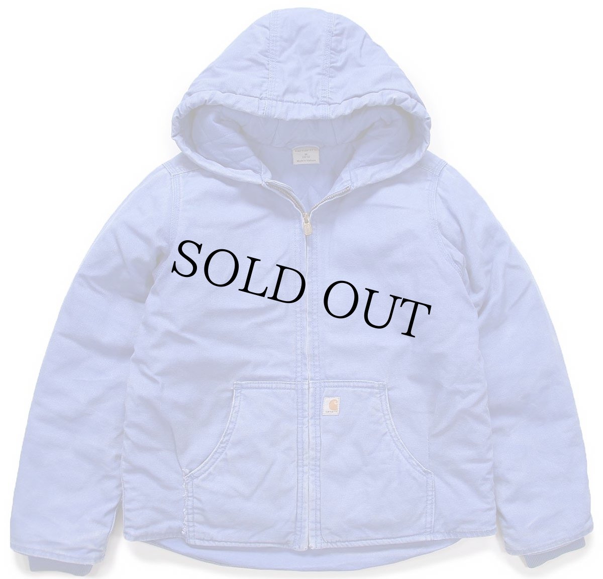 画像1: carharttカーハート キルティングライナー ダック地 ジャケット パーカー 薄青 キッズM (1)